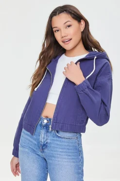 Twill Zip-Up Hooded Jacket