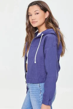 Twill Zip-Up Hooded Jacket