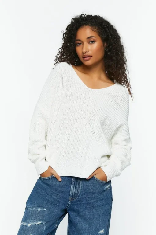 Twist-Back Long-Sleeve Sweater
