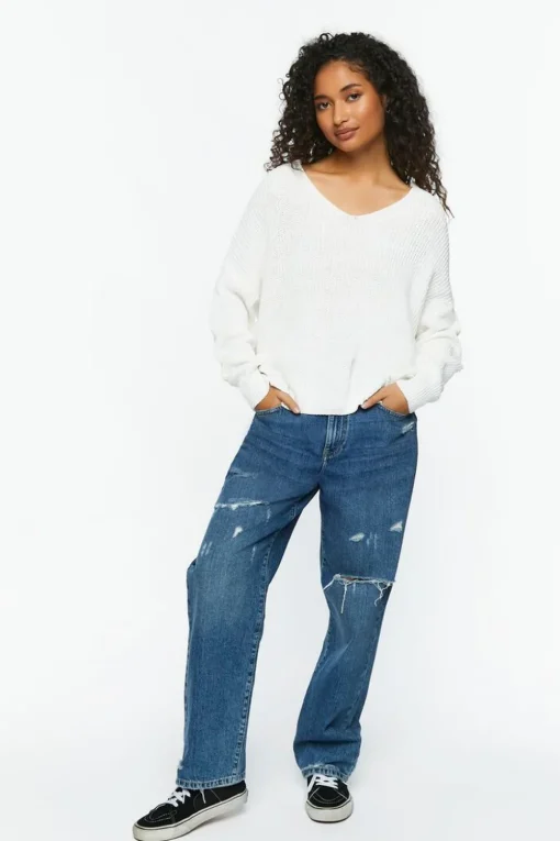 Twist-Back Long-Sleeve Sweater