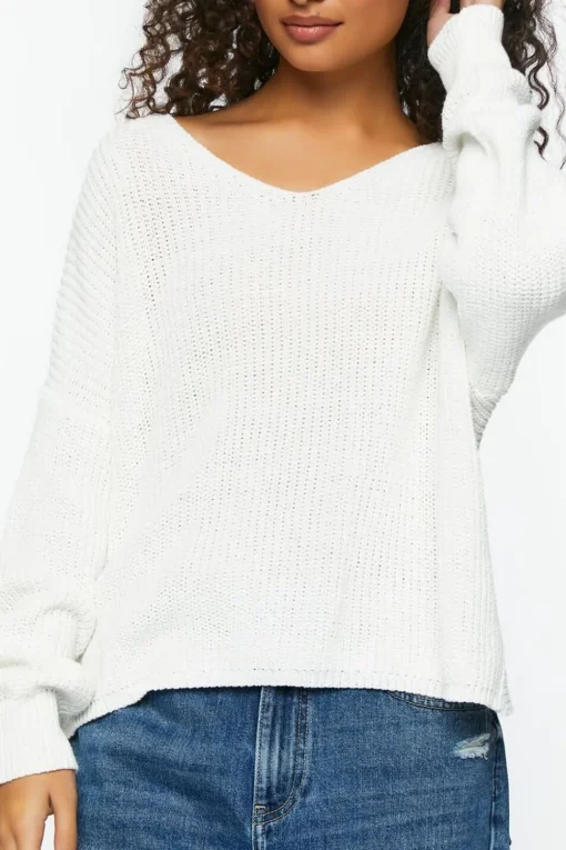 Twist-Back Long-Sleeve Sweater