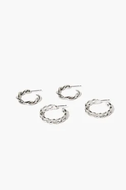 Twisted & Chain Hoop Earring Set
