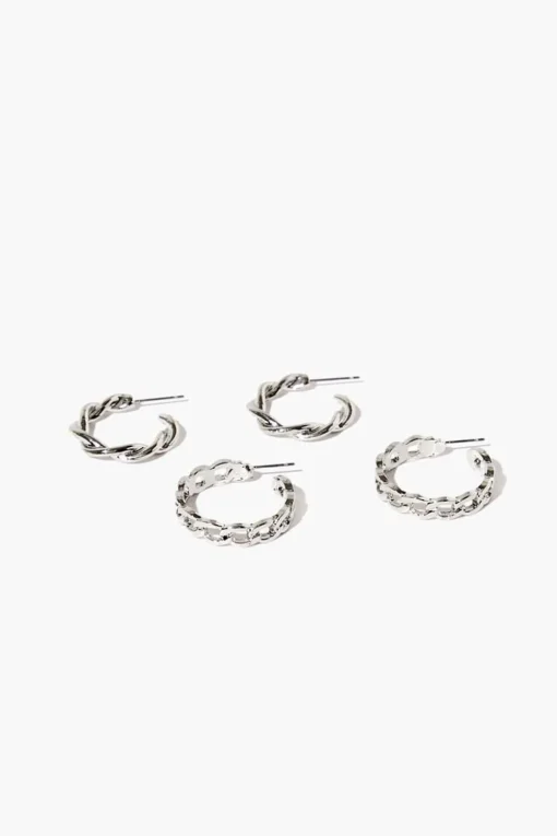 Twisted & Chain Hoop Earring Set