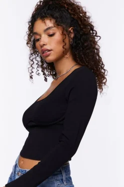 Underbust Long-Sleeve Crop Top