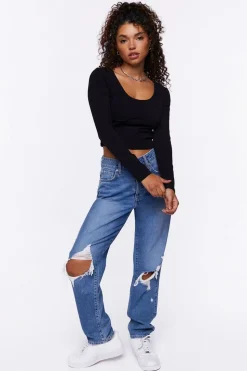 Underbust Long-Sleeve Crop Top