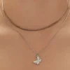 Upcycled Butterfly Charm Layered Necklace