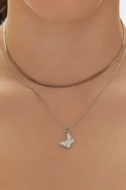 Upcycled Butterfly Charm Layered Necklace