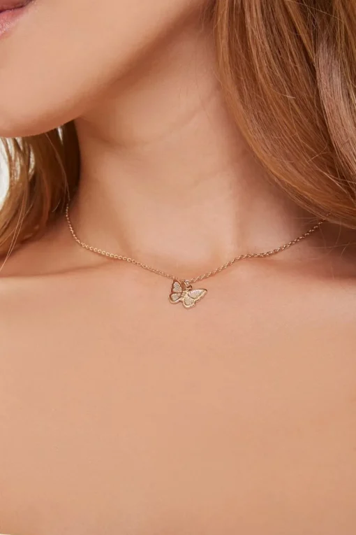 Upcycled Butterfly Charm Necklace