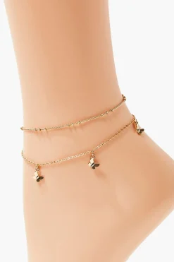 Upcycled Butterfly Charm Anklet Set