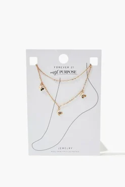 Upcycled Butterfly Charm Anklet Set