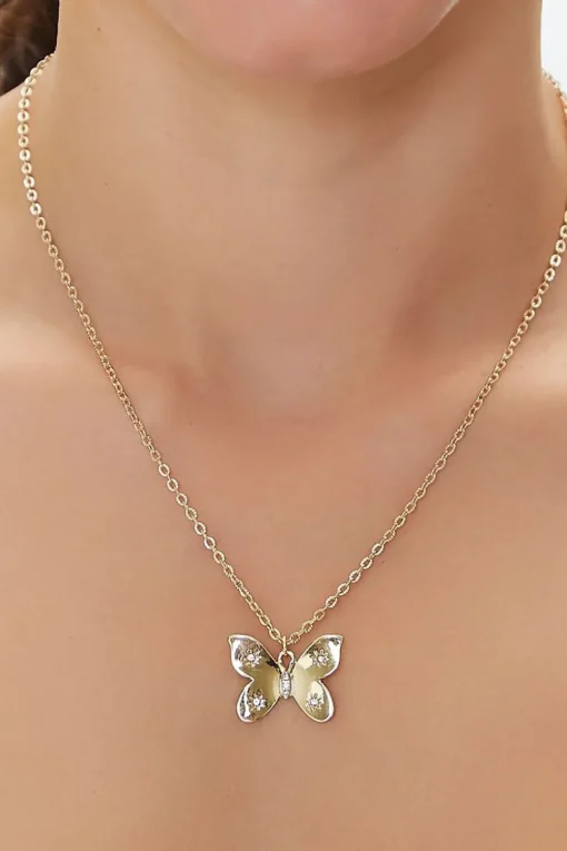 Upcycled Butterfly Pendant Necklace