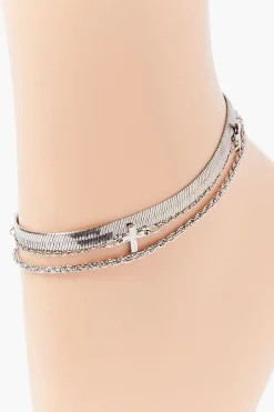 Upcycled Cross Chain Anklet Set