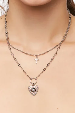 Upcycled Heart & Cross Necklace Set