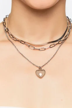 Upcycled Heart Pendant Necklace Set