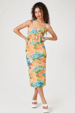 Vacation Postcard Midi Skirt