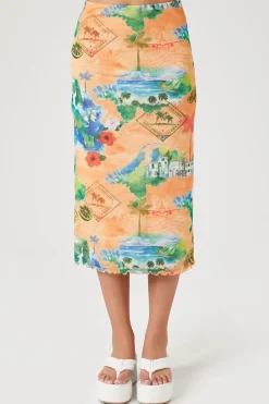 Vacation Postcard Midi Skirt