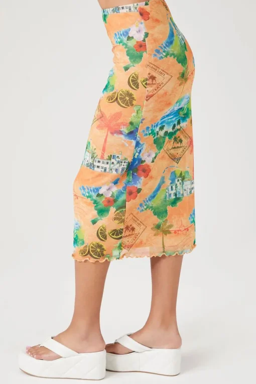 Vacation Postcard Midi Skirt