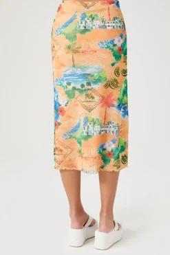 Vacation Postcard Midi Skirt