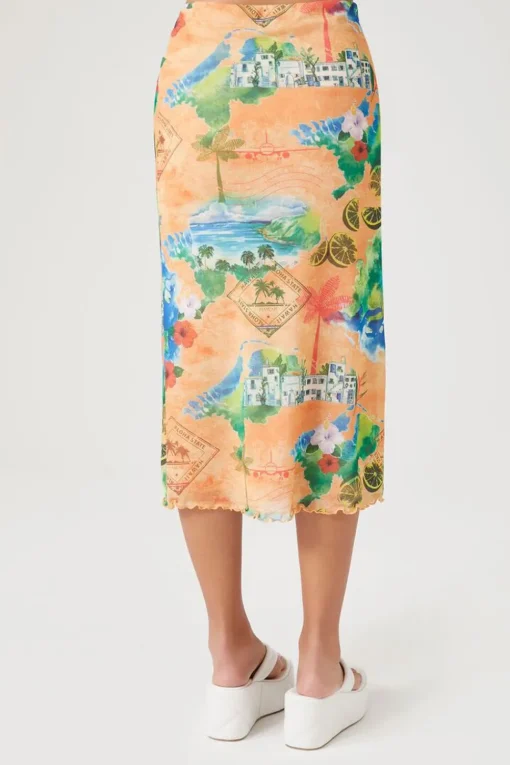 Vacation Postcard Midi Skirt