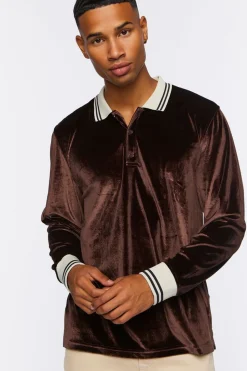 Velour Contrast Striped-Trim Shirt