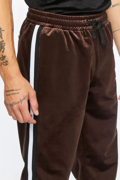Velour Drawstring Slim-Fit Pants