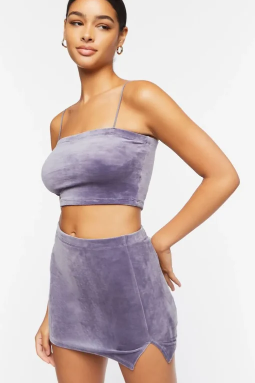 Velour High-Rise Mini Skirt