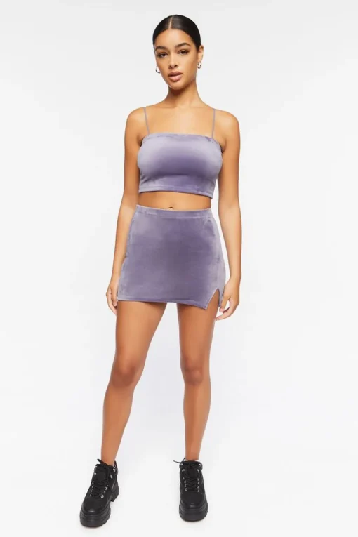Velour High-Rise Mini Skirt