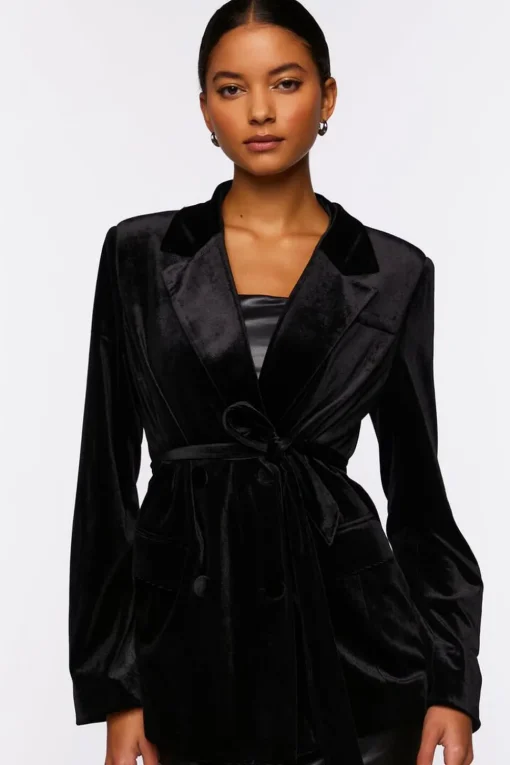 Velvet Belted Blazer