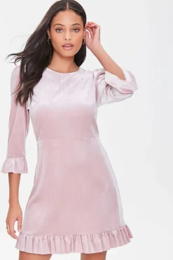 Velvet Flounce Mini Dress