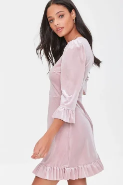 Velvet Flounce Mini Dress