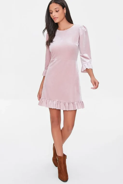 Velvet Flounce Mini Dress