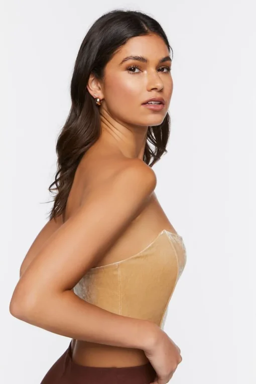 Velvet One-Shoulder Crop Top