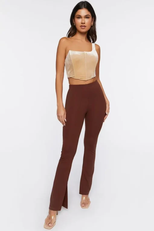 Velvet One-Shoulder Crop Top
