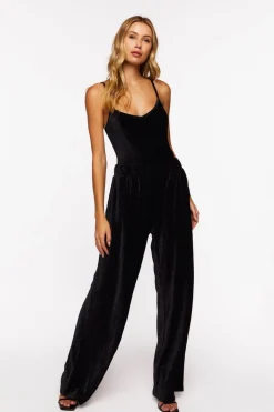 Velvet Wide-Leg Pants