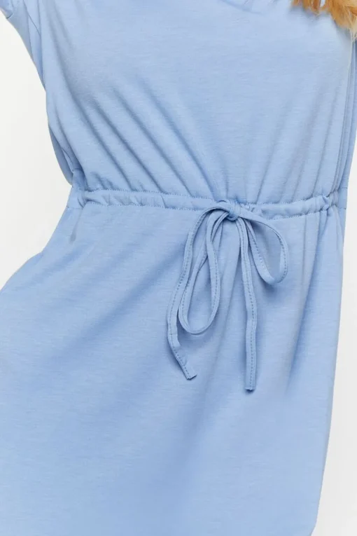 V-Neck Drawstring Mini Dress