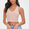 Waffle Knit Cropped Tank Top