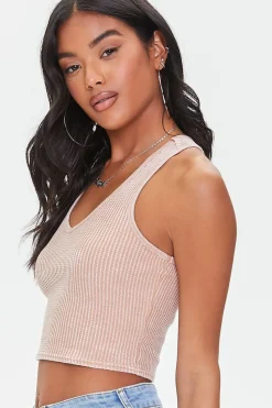 Waffle Knit Cropped Tank Top