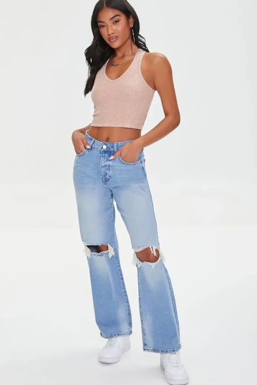 Waffle Knit Cropped Tank Top