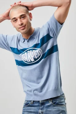 Warped Graphic Striped Polo Shirt