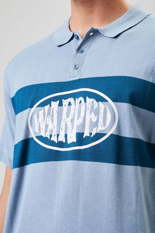 Warped Graphic Striped Polo Shirt