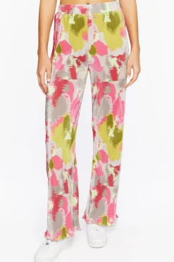 Watercolor Floral Plisse Pants