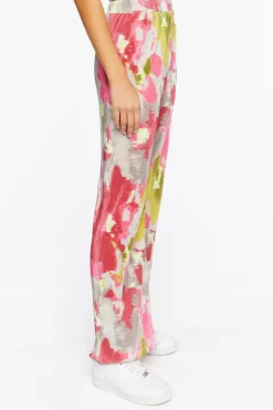 Watercolor Floral Plisse Pants