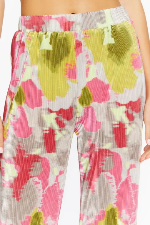 Watercolor Floral Plisse Pants