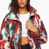 Watercolor Print Puffer Jacket