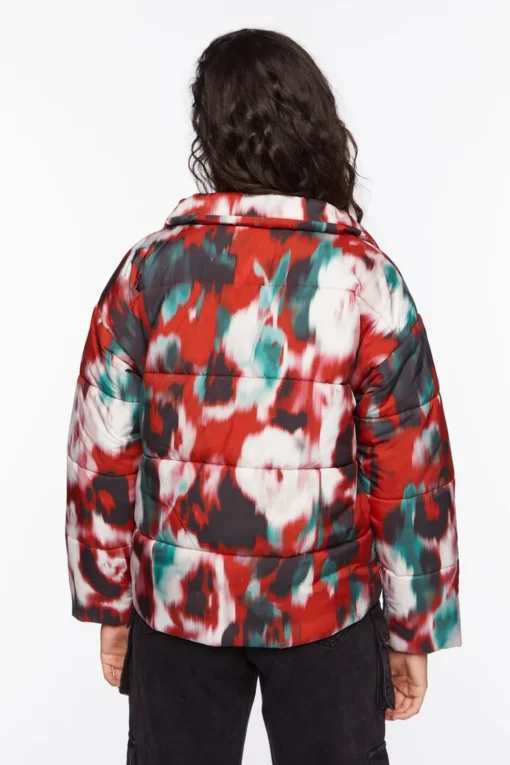 Watercolor Print Puffer Jacket