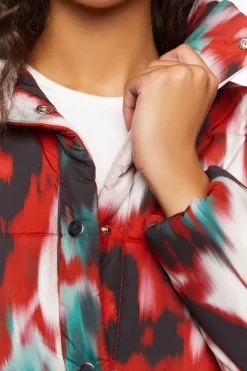 Watercolor Print Puffer Jacket