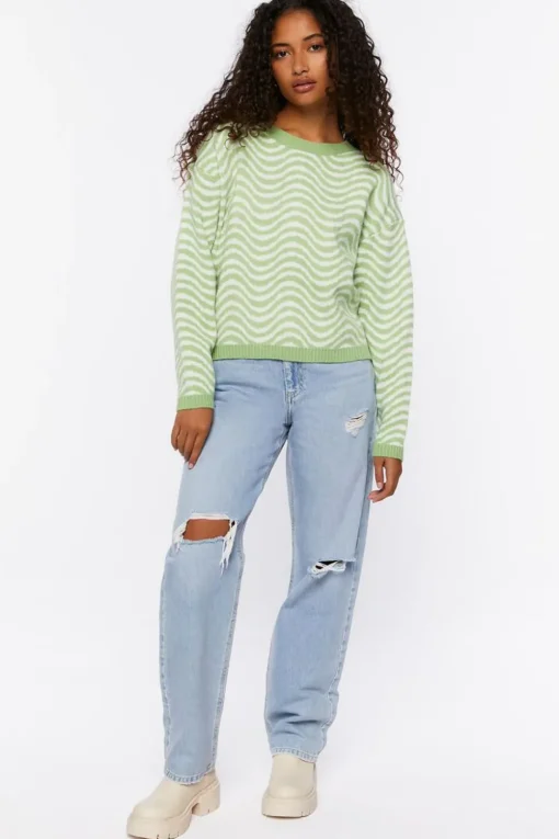 Wave Drop-Sleeve Sweater