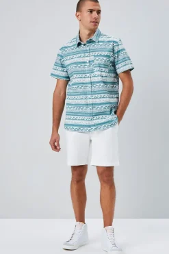 Wave Print Button-Front Shirt