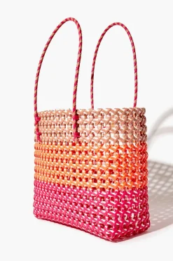 Wicker Colorblock Tote Bag