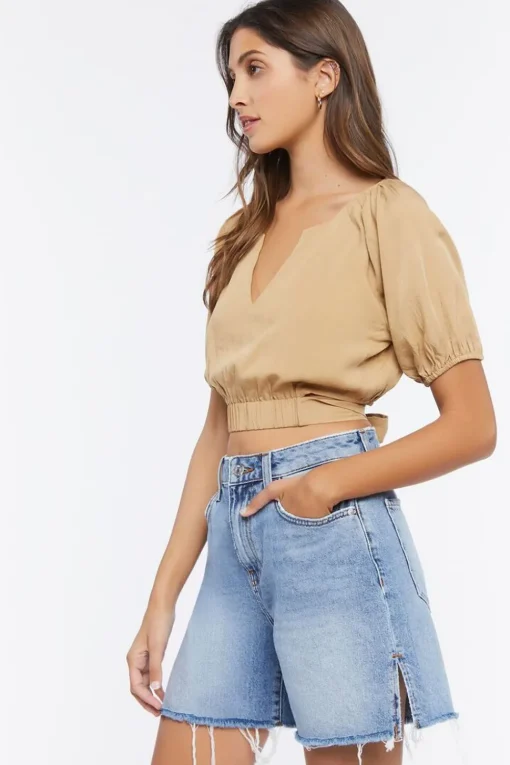 Wraparound Self-Tie Crop Top